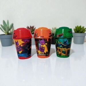 The Lego Batman Movie 2017 McDonald's Drink Cups With Lids, Lot Of 3.